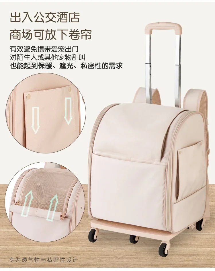 New Pet Trolley Bag Waterproof Oxford Cloth Cat Backpack Portable Foldable Lightweight Pet Trolley Case Dog Stroller Carrier - Lily.sg Global Shopping