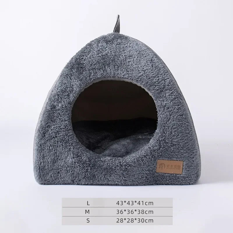 New Triangle Cat Nest Closed Cat House Pet Nest Warm and Thickened Deep Sleep Dog Nest Pet Supplies Closed Cat bed cat tents - Lily.sg Global Shopping