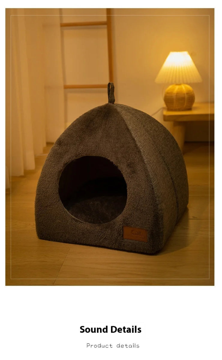 New Triangle Cat Nest Closed Cat House Pet Nest Warm and Thickened Deep Sleep Dog Nest Pet Supplies Closed Cat bed cat tents - Lily.sg Global Shopping