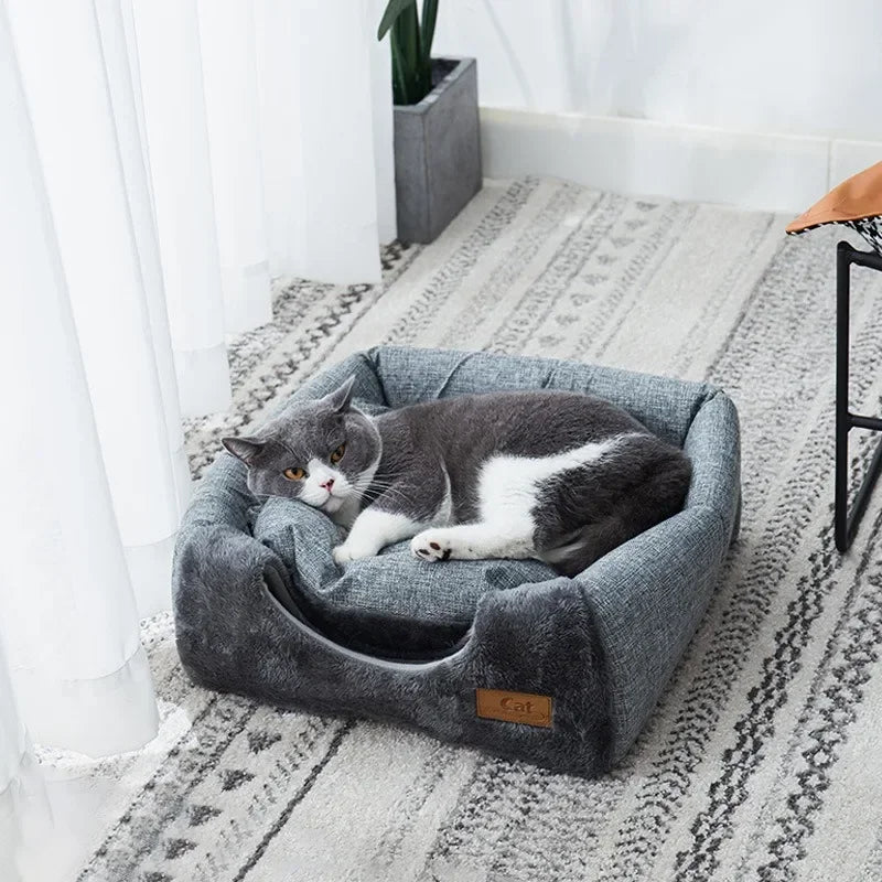 New Triangle Cat Nest Closed Cat House Pet Nest Warm and Thickened Deep Sleep Dog Nest Pet Supplies Closed Cat bed cat tents - Lily.sg Global Shopping