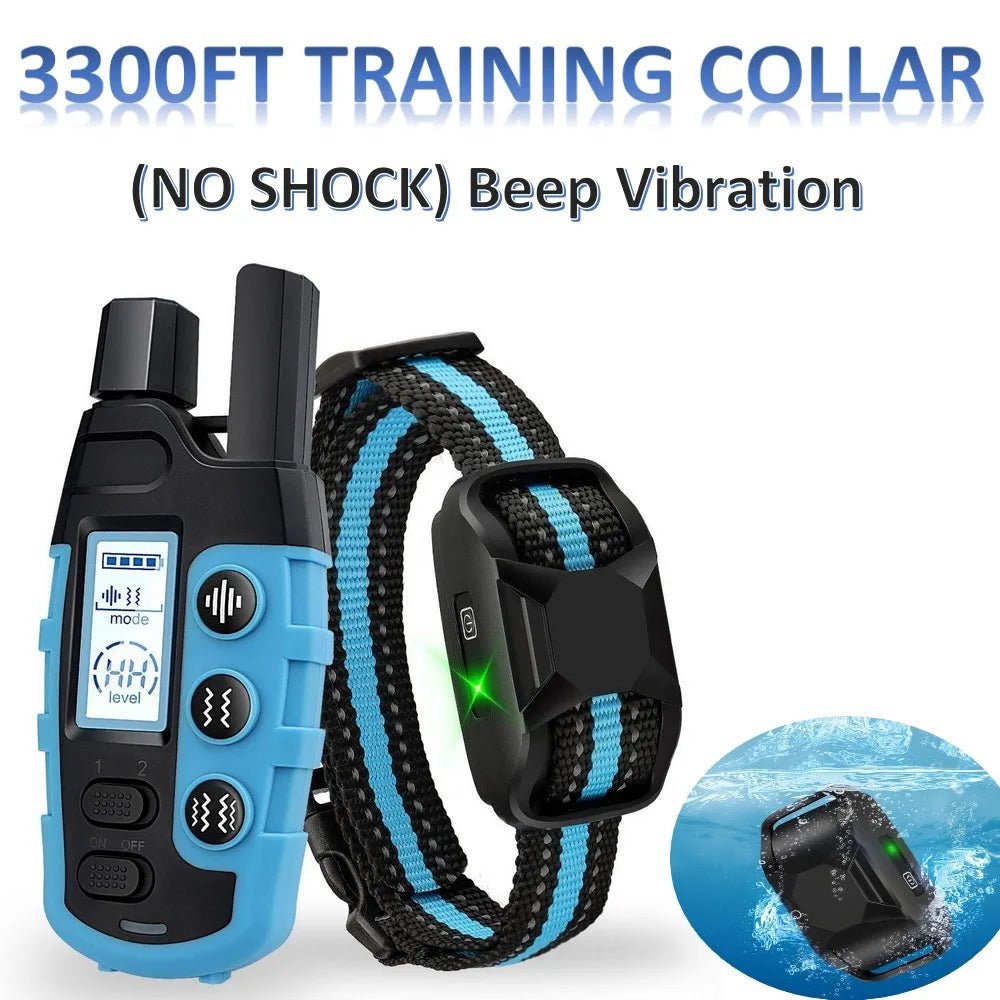 No Shock 3300Ft Dog Training Collar with Remote Rechargeable Waterproof E Collar with Beep Vibration High Quality Pet Training - Lily.sg Global Shopping