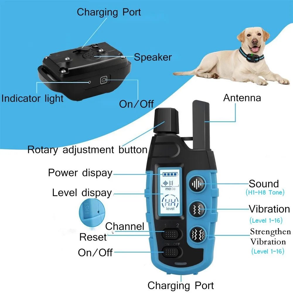 No Shock 3300Ft Dog Training Collar with Remote Rechargeable Waterproof E Collar with Beep Vibration High Quality Pet Training - Lily.sg Global Shopping