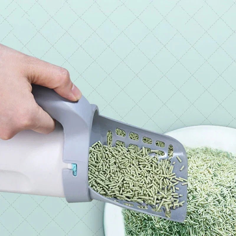 One Piece Cat Litter Scoop Efficient Cat Waste Scooper with Built in Garbage Bag Set Detachable Durable Pet Cleaning Supplies - Lily.sg Global Shopping