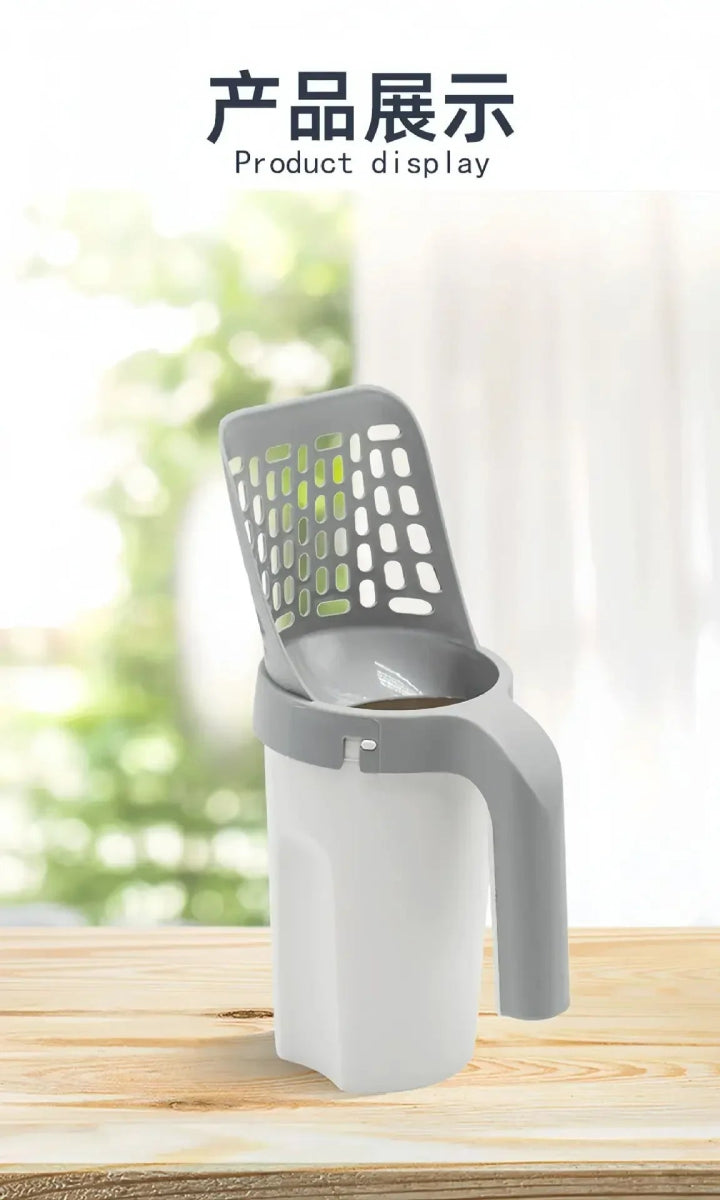 One Piece Cat Litter Scoop Efficient Cat Waste Scooper with Built in Garbage Bag Set Detachable Durable Pet Cleaning Supplies - Lily.sg Global Shopping