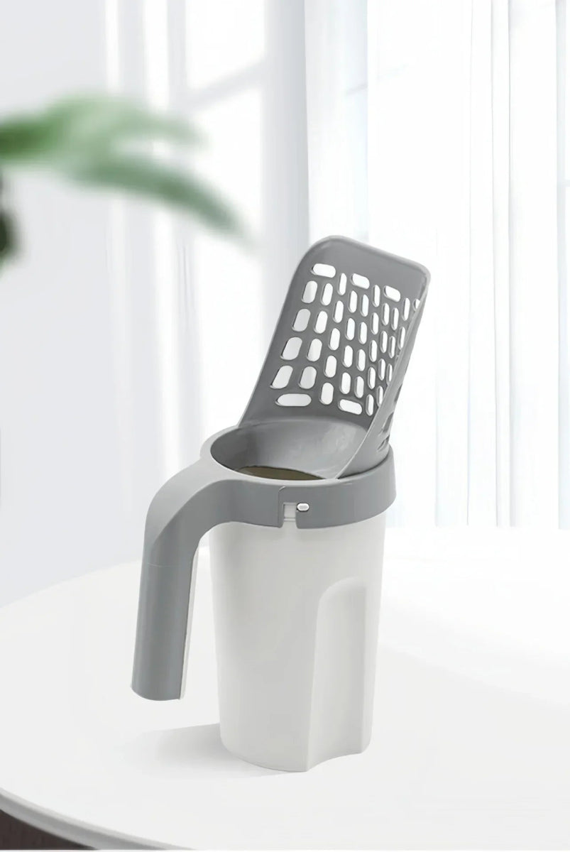 One Piece Cat Litter Scoop Efficient Cat Waste Scooper with Built in Garbage Bag Set Detachable Durable Pet Cleaning Supplies - Lily.sg Global Shopping