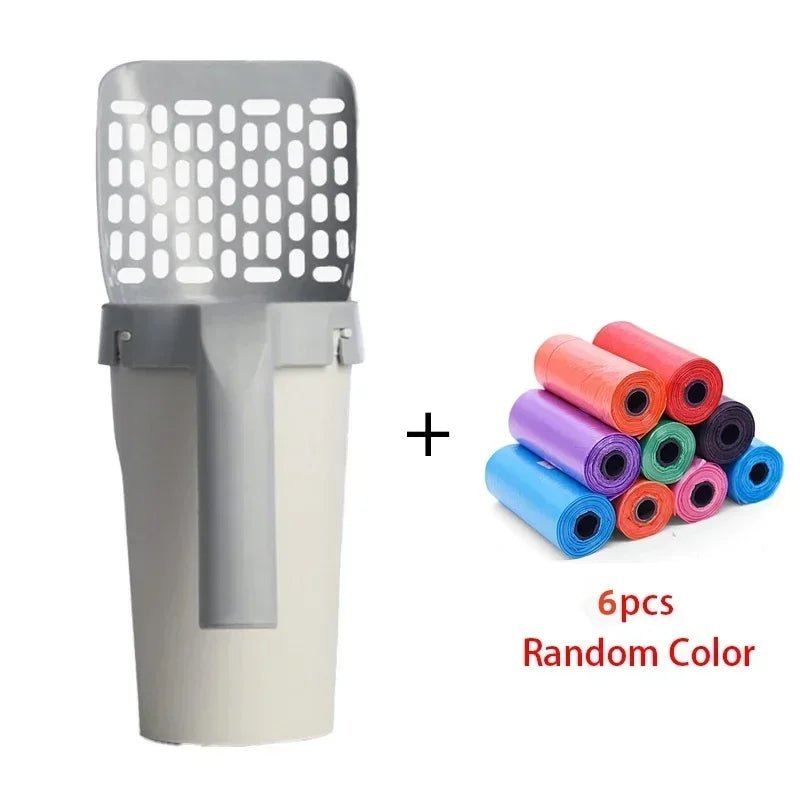 One Piece Cat Litter Scoop Efficient Cat Waste Scooper with Built in Garbage Bag Set Detachable Durable Pet Cleaning Supplies - Lily.sg Global Shopping