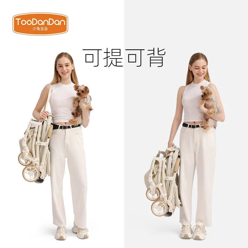 Outdoor Pet Pram One Click Folding Stroller Dog Cat Lightweight Trolley Small Pets Travel Breathable Puppy Supplies - Lily.sg Global Shopping