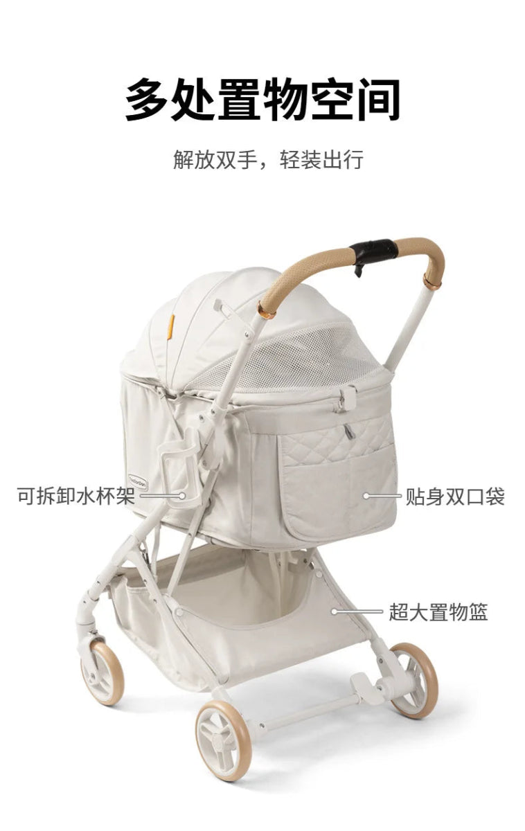 Outdoor Pet Pram One Click Folding Stroller Dog Cat Lightweight Trolley Small Pets Travel Breathable Puppy Supplies - Lily.sg Global Shopping