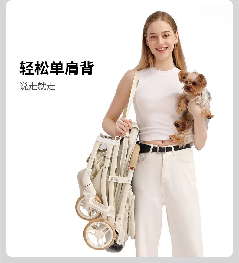 Outdoor Pet Pram One Click Folding Stroller Dog Cat Lightweight Trolley Small Pets Travel Breathable Puppy Supplies - Lily.sg Global Shopping