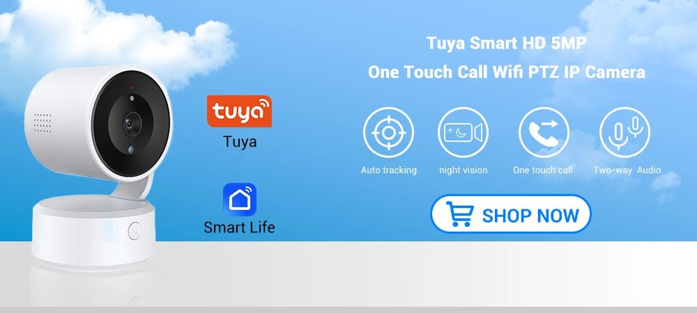 PEGATAH Tuya 5MP One - touch Call Indoor Baby Monitor WiFi PTZ Camera Auto Tracking Color Night Vision IP CCTV Surveillance Camera - Lily.sg Global Shopping