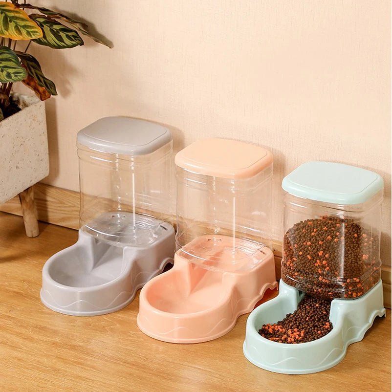 Pet automatic feeder cat drinking water bowl cat bowl dog bowl 3.8L large capacity combination grain storage barrel pet supplies - Lily.sg Global Shopping