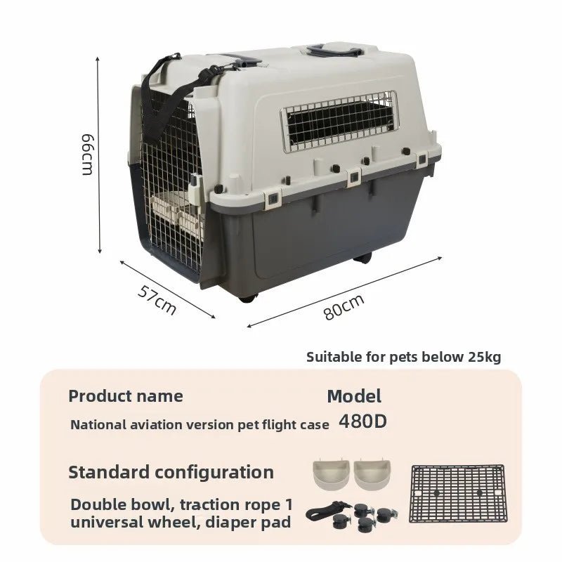 Pet Aviation Case Carrier Rolling Plastic Airline Approved Breathable Pet Cages Wire Door Travel Dog Cat Trolley Case Products - Lily.sg Global Shopping