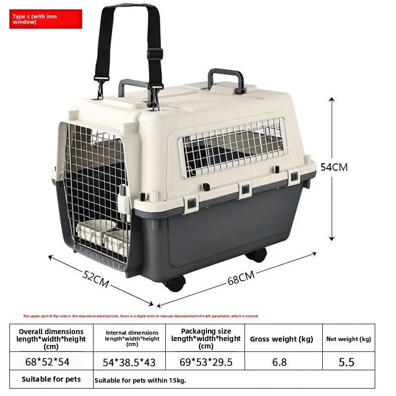 Pet Aviation Case Carrier Rolling Plastic Airline Approved Breathable Pet Cages Wire Door Travel Dog Cat Trolley Case Products - Lily.sg Global Shopping