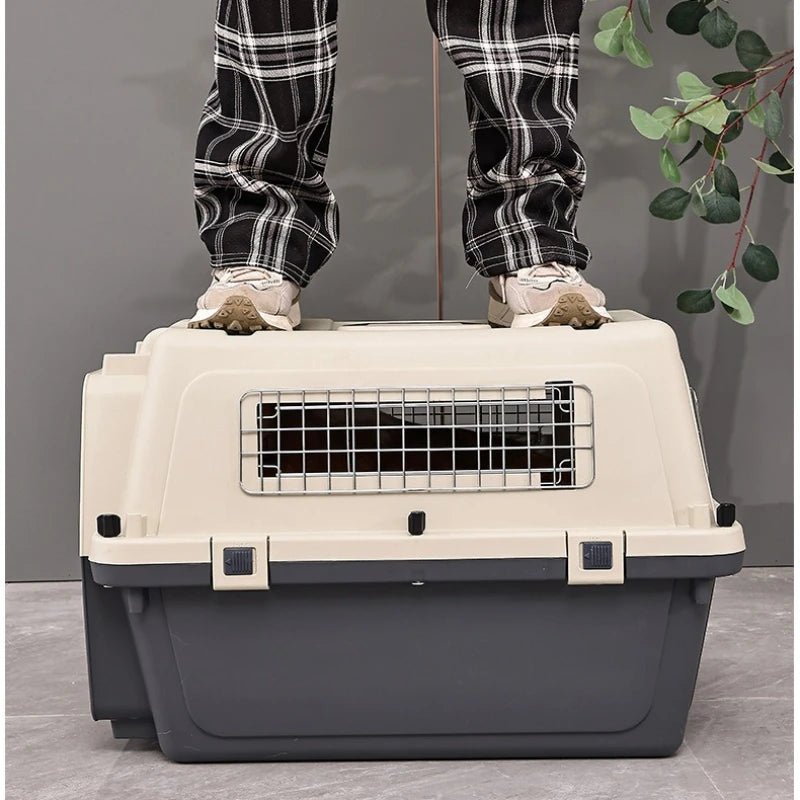 Pet Aviation Case Carrier Rolling Plastic Airline Approved Breathable Pet Cages Wire Door Travel Dog Cat Trolley Case Products - Lily.sg Global Shopping