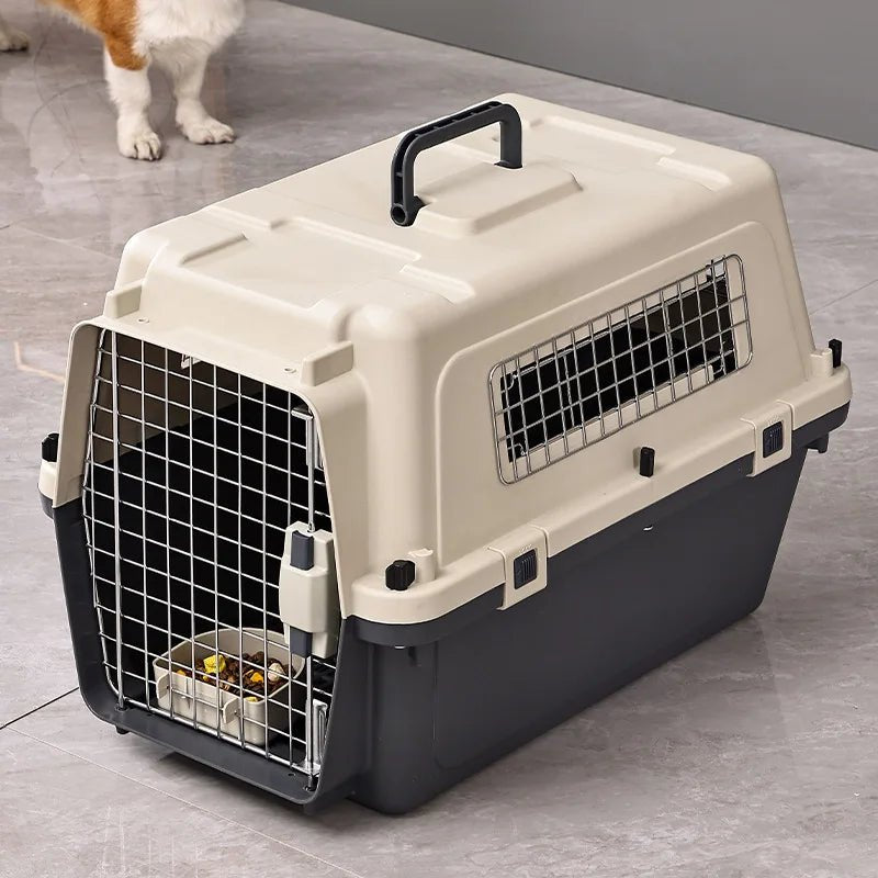 Pet Aviation Case Carrier Rolling Plastic Airline Approved Breathable Pet Cages Wire Door Travel Dog Cat Trolley Case Products - Lily.sg Global Shopping