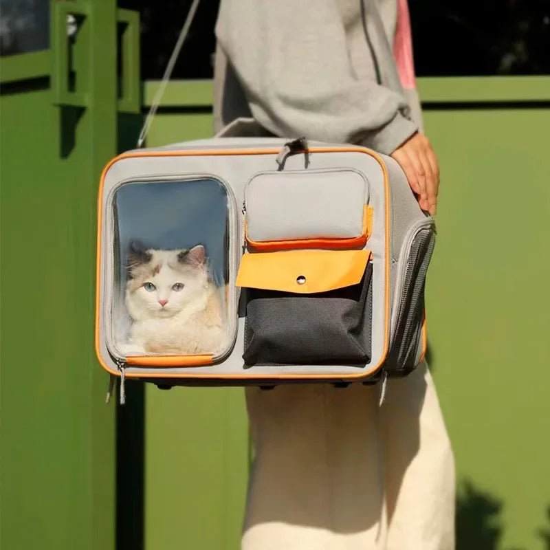 Pet Backpack Portable Pet Stroller Trolley Cases Suitcases Small dog cat Backpack Anti Cat Stress Sense Of Safety Pets Bags - Lily.sg Global Shopping