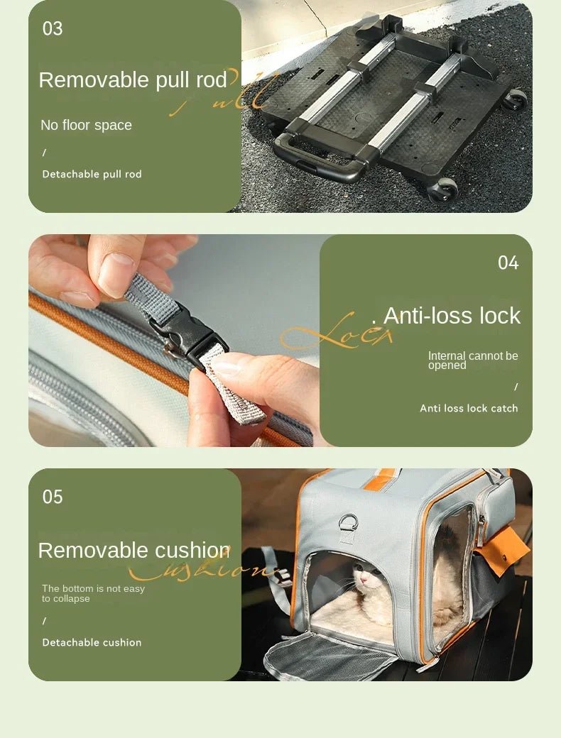 Pet Backpack Portable Pet Stroller Trolley Cases Suitcases Small dog cat Backpack Anti Cat Stress Sense Of Safety Pets Bags - Lily.sg Global Shopping