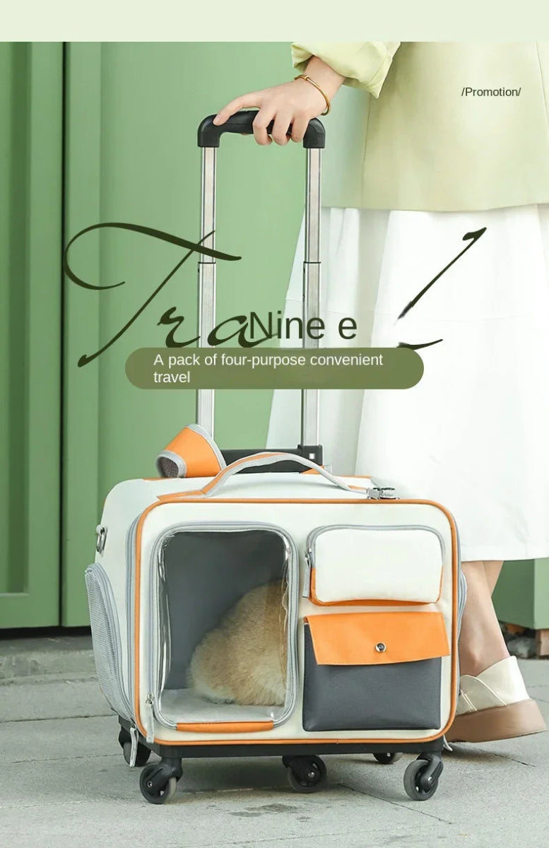 Pet Backpack Portable Pet Stroller Trolley Cases Suitcases Small dog cat Backpack Anti Cat Stress Sense Of Safety Pets Bags - Lily.sg Global Shopping