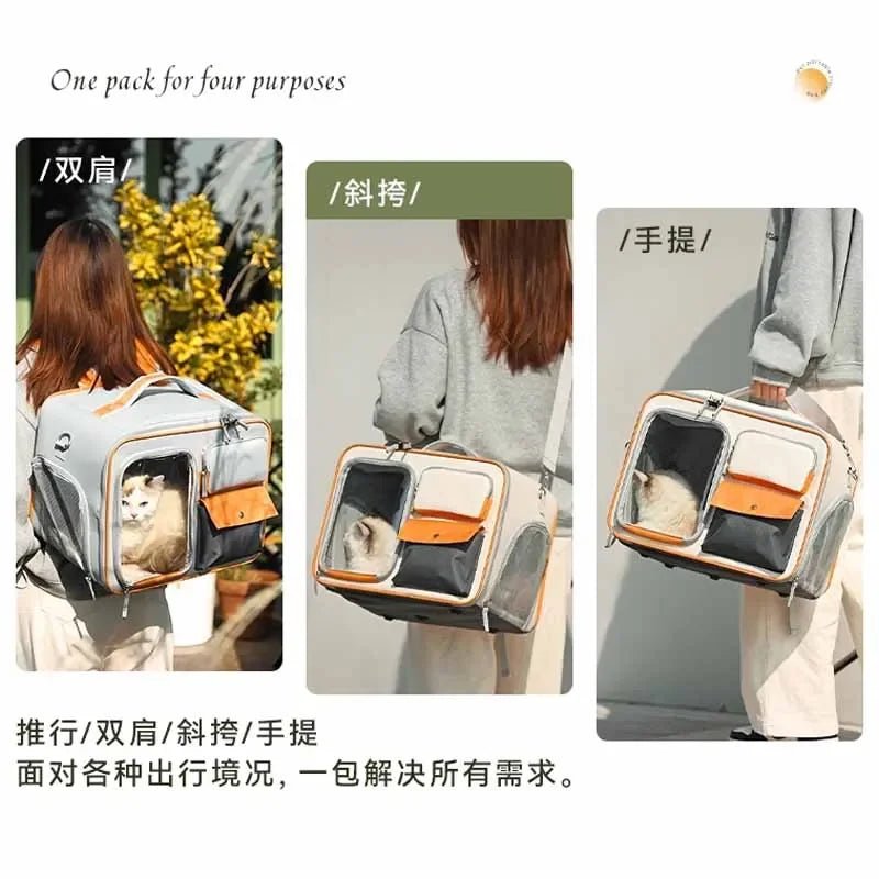 Pet Backpack Portable Pet Stroller Trolley Cases Suitcases Small dog cat Backpack Anti Cat Stress Sense Of Safety Pets Bags - Lily.sg Global Shopping