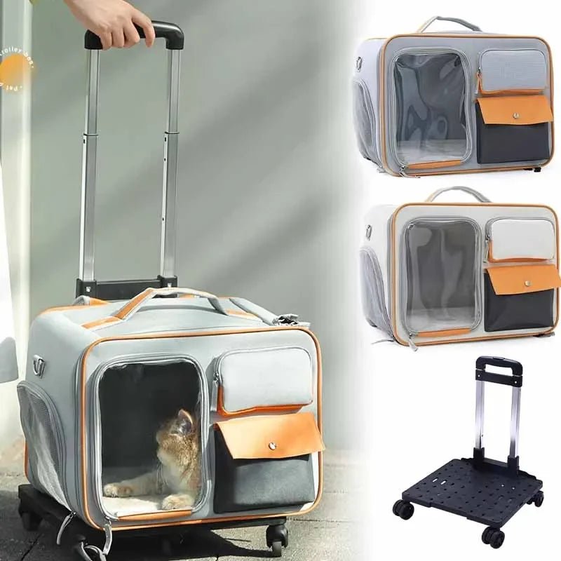 Pet Backpack Portable Pet Stroller Trolley Cases Suitcases Small dog cat Backpack Anti Cat Stress Sense Of Safety Pets Bags - Lily.sg Global Shopping