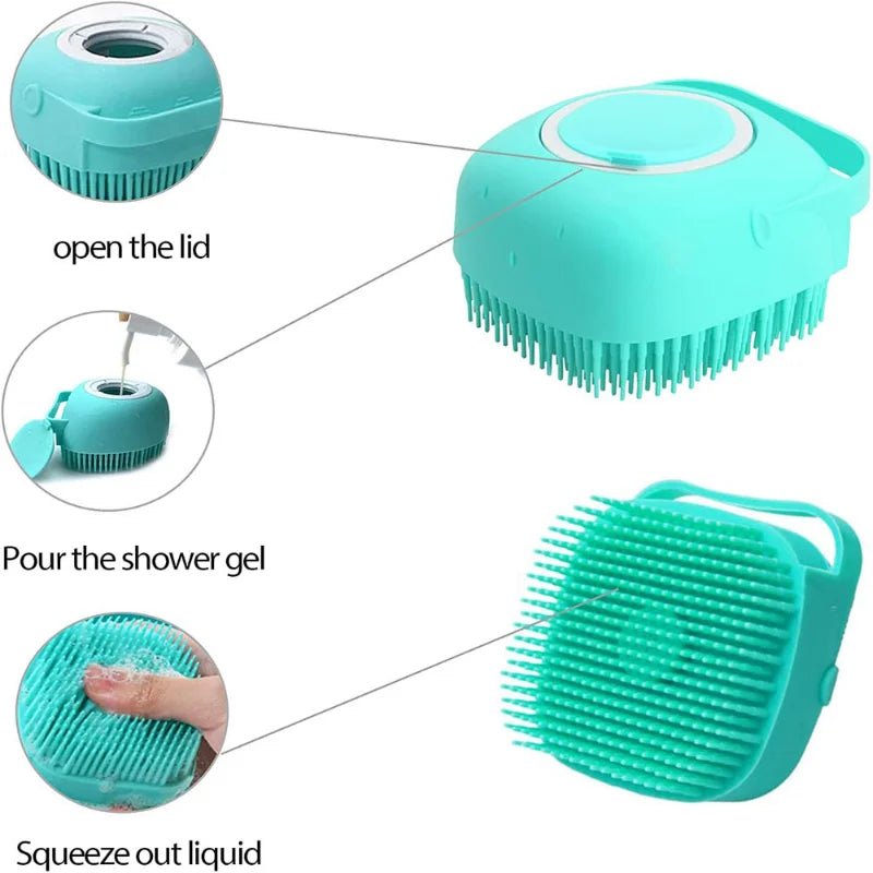 Pet Bathing Brush Soft Silicone Massager Shower Gel Bathing Brush Clean Tools Comb Dog Cat Cleaning Grooming Supplies - Lily.sg Global Shopping