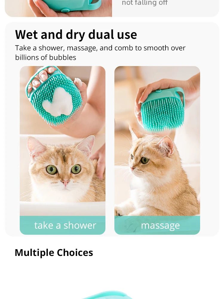 Pet Bathing Brush Soft Silicone Massager Shower Gel Bathing Brush Clean Tools Comb Dog Cat Cleaning Grooming Supplies - Lily.sg Global Shopping