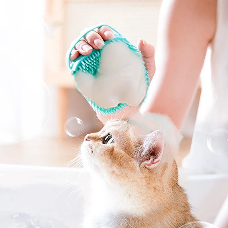 Pet Bathing Brush Soft Silicone Massager Shower Gel Bathing Brush Clean Tools Comb Dog Cat Cleaning Grooming Supplies - Lily.sg Global Shopping