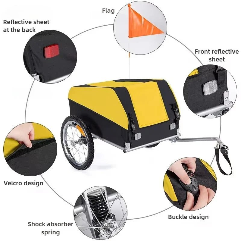 Pet Carrier Bicycle Trailer Outdoor Camping Foldable Load Pull Pet Trailer Hanging Small Pull Truck After Riding Travel Stroller - Lily.sg Global Shopping