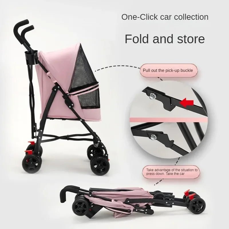 Pet Cat and Dog Stroller Dog Cat Teddy Baby Stroller Lightweight and Foldable for Small Pet Dogs When Going Out - Lily.sg Global Shopping
