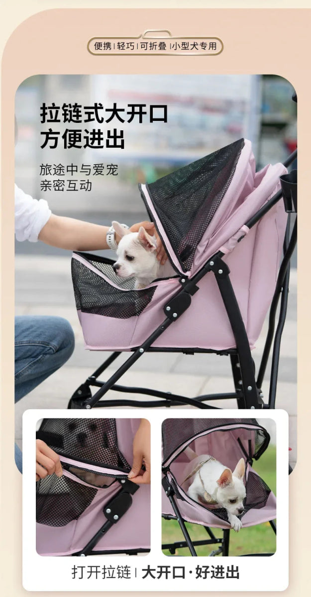 Pet Cat and Dog Stroller Dog Cat Teddy Baby Stroller Lightweight and Foldable for Small Pet Dogs When Going Out - Lily.sg Global Shopping