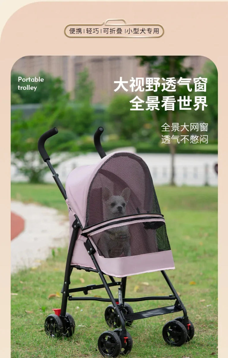 Pet Cat and Dog Stroller Dog Cat Teddy Baby Stroller Lightweight and Foldable for Small Pet Dogs When Going Out - Lily.sg Global Shopping
