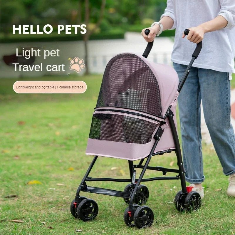Pet Cat and Dog Stroller Dog Cat Teddy Baby Stroller Lightweight and Foldable for Small Pet Dogs When Going Out - Lily.sg Global Shopping