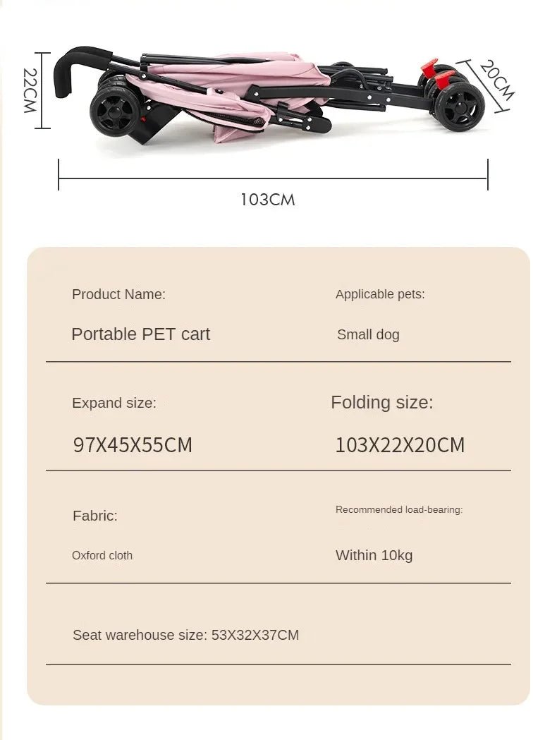 Pet Cat and Dog Stroller Dog Cat Teddy Baby Stroller Lightweight and Foldable for Small Pet Dogs When Going Out - Lily.sg Global Shopping