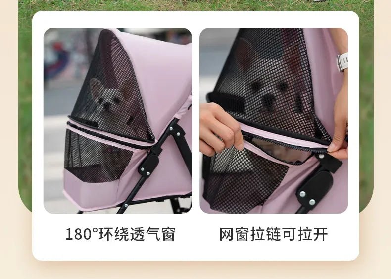 Pet Cat and Dog Stroller Dog Cat Teddy Baby Stroller Lightweight and Foldable for Small Pet Dogs When Going Out - Lily.sg Global Shopping