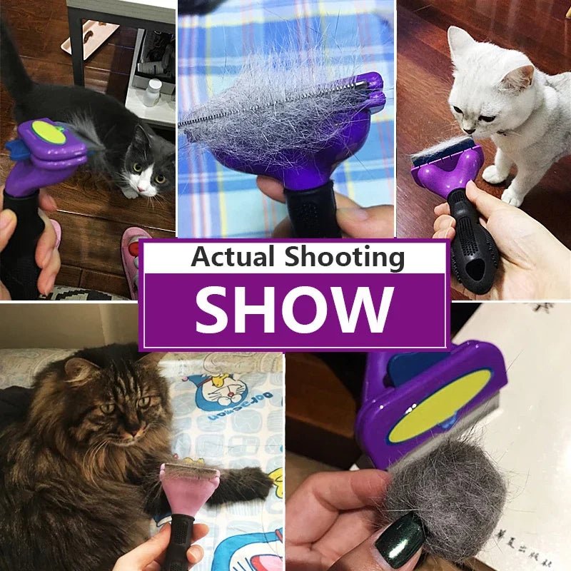 Pet Cat Hair Removal Combs Pet Grooming Brush Dogs Cats Hair Shedding Massage Combs Cat Hair Remover Cleaning Grooming Cat Brush - Lily.sg Global Shopping
