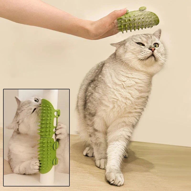 Pet Cat Hair Removal Massage Comb Cats Scratching Rubbing Brush kitten Grooming Self Cleaning Desk Cat Scratcher Combs - Lily.sg Global Shopping