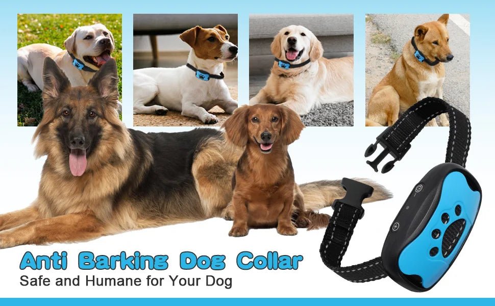 Pet Dog Anti Barking Device USB Rechargeable Dogs Training Collar Ultrasonic Stop Barking Vibration Anti Bark Collar - Lily.sg Global Shopping