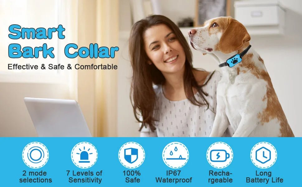 Pet Dog Anti Barking Device USB Rechargeable Dogs Training Collar Ultrasonic Stop Barking Vibration Anti Bark Collar - Lily.sg Global Shopping