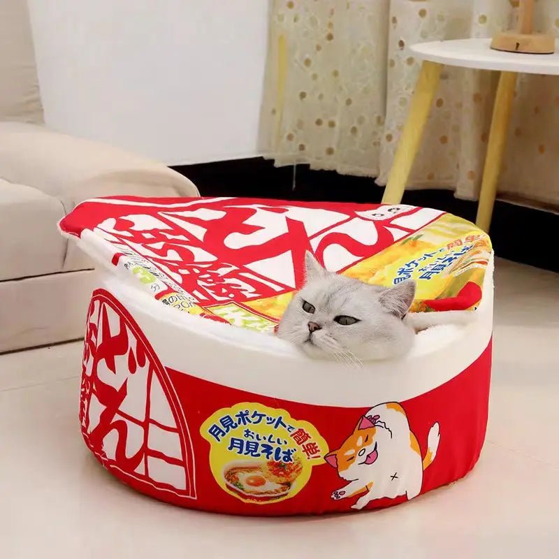 Pet Dog Cat House Kennel Super Large Instant Noodle Warm Dog Cat Nest Beds Cushion Udon Cup Noodle Pet Bed Cozy Nest - Lily.sg Global Shopping