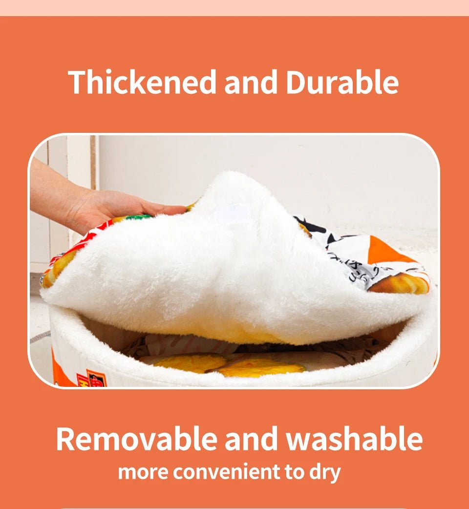 Pet Dog Cat House Kennel Super Large Instant Noodle Warm Dog Cat Nest Beds Cushion Udon Cup Noodle Pet Bed Cozy Nest - Lily.sg Global Shopping
