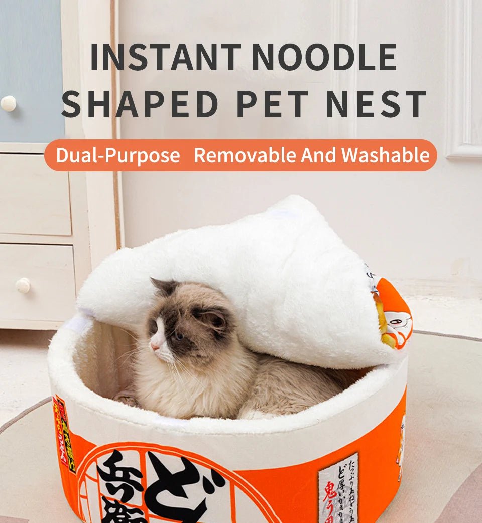 Pet Dog Cat House Kennel Super Large Instant Noodle Warm Dog Cat Nest Beds Cushion Udon Cup Noodle Pet Bed Cozy Nest - Lily.sg Global Shopping
