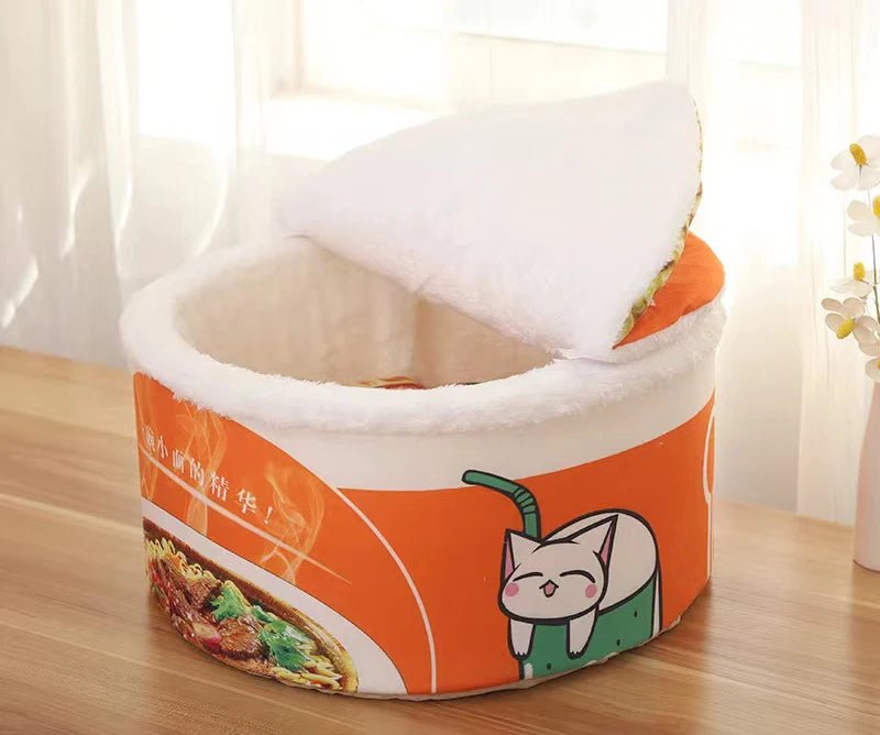 Pet Dog Cat House Kennel Super Large Instant Noodle Warm Dog Cat Nest Beds Cushion Udon Cup Noodle Pet Bed Cozy Nest - Lily.sg Global Shopping