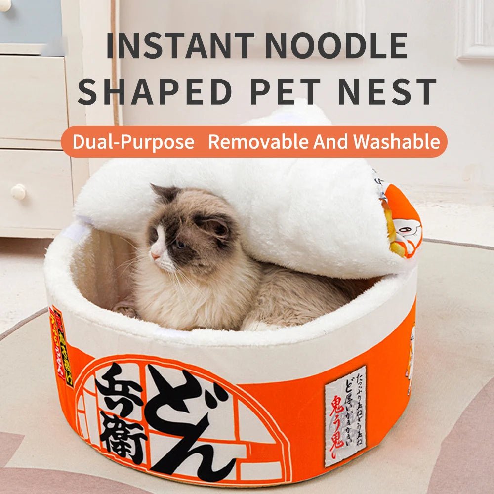 Pet Dog Cat House Kennel Super Large Instant Noodle Warm Dog Cat Nest Beds Cushion Udon Cup Noodle Pet Bed Cozy Nest - Lily.sg Global Shopping