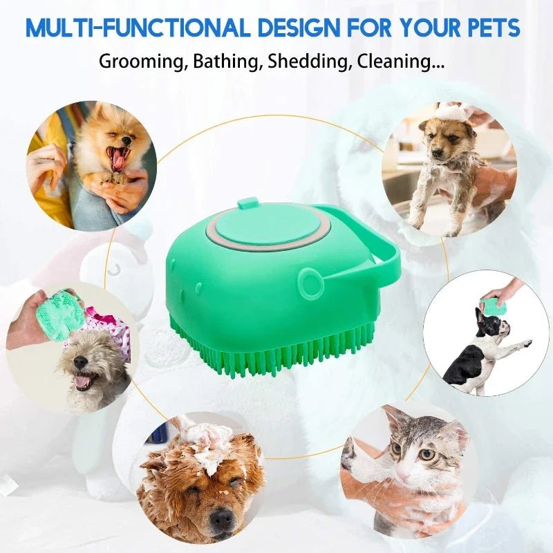 Pet Dog Shampoo Brush 2.7oz 80ml Cat Massage Comb Grooming Scrubber for Bathing Short Hair Soft Silicone Rubber - Lily.sg Global Shopping