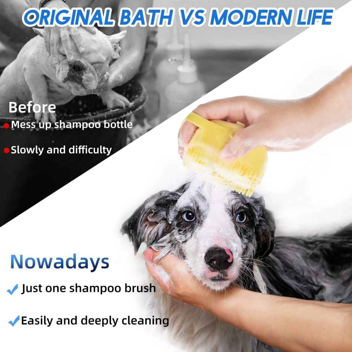 Pet Dog Shampoo Brush 2.7oz 80ml Cat Massage Comb Grooming Scrubber for Bathing Short Hair Soft Silicone Rubber - Lily.sg Global Shopping