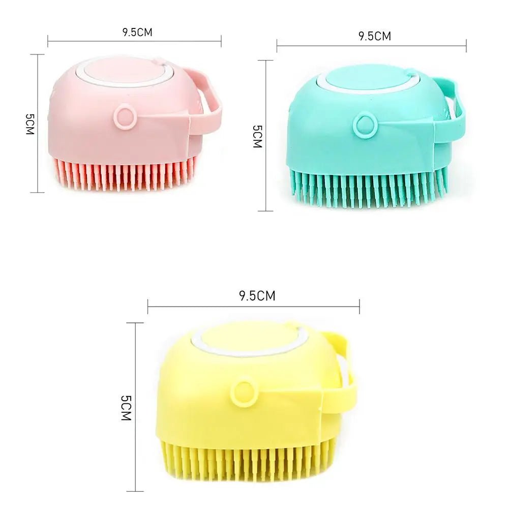Pet Dog Shampoo Brush 2.7oz 80ml Cat Massage Comb Grooming Scrubber for Bathing Short Hair Soft Silicone Rubber - Lily.sg Global Shopping