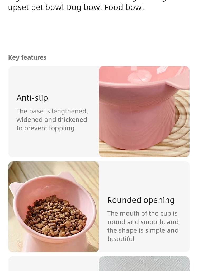 Pet Food Bowl Tilt High Bottom Neck Protector Antichoking Dog and Cat Water Bowl Antidumping Dog Feeding Supplies - Lily.sg Global Shopping