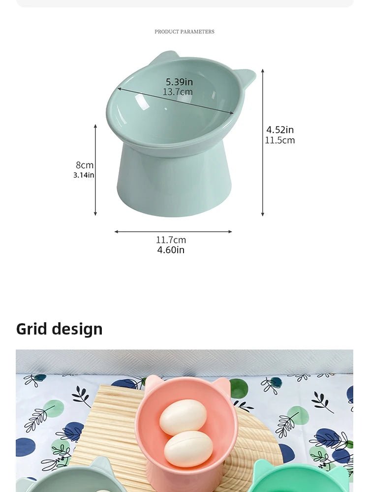 Pet Food Bowl Tilt High Bottom Neck Protector Antichoking Dog and Cat Water Bowl Antidumping Dog Feeding Supplies - Lily.sg Global Shopping