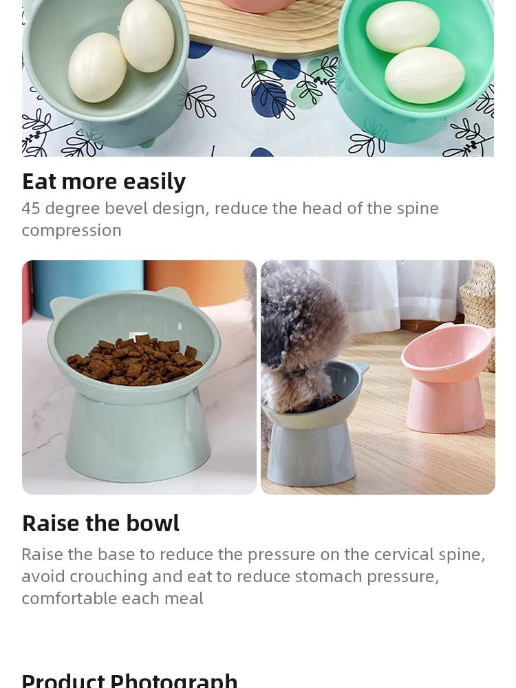 Pet Food Bowl Tilt High Bottom Neck Protector Antichoking Dog and Cat Water Bowl Antidumping Dog Feeding Supplies - Lily.sg Global Shopping