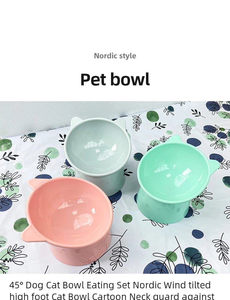 Pet Food Bowl Tilt High Bottom Neck Protector Antichoking Dog and Cat Water Bowl Antidumping Dog Feeding Supplies - Lily.sg Global Shopping